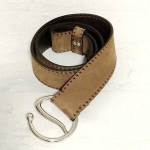 Doncaster Women's Tan Leather Belt with Silver Hook Buckle Made In Italy Boho